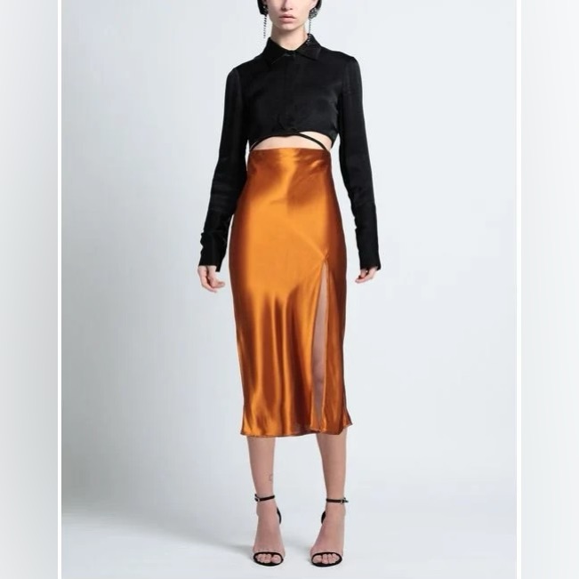 Nwt Forte Forte Amber Orange Midi Skirt